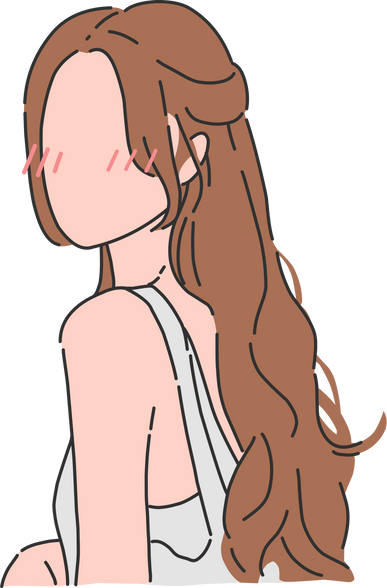 Anime Cute Girl Woman Faceless Kawaii Blush Illustration